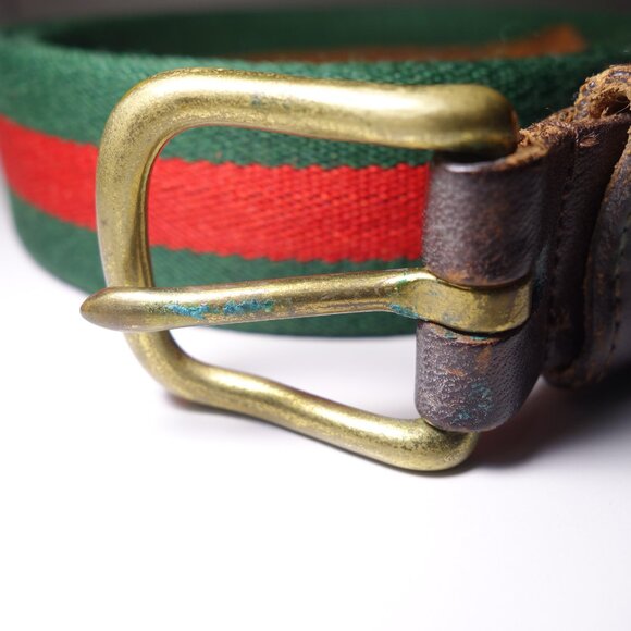 Vintage Coach Wool & Leather Stripe Belt, Size 38/95 - Picture 4 of 16